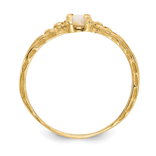 10k Madi K 3mm October / Opal Birthstone Size 3 Baby Ring
