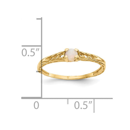 10k Madi K 3mm October / Opal Birthstone Size 3 Baby Ring