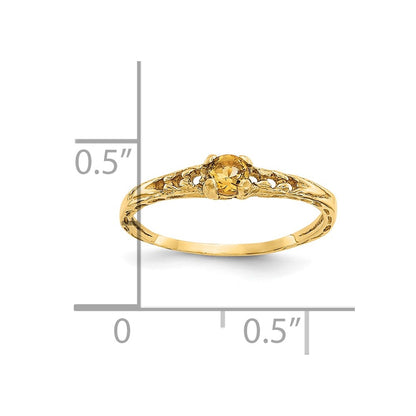 10k Madi K 3mm November / Citrine Birthstone Size 3 Baby Ring