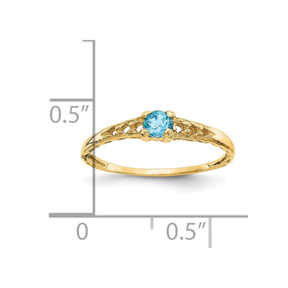 10k Madi K 3mm December / Blue Topaz Birthstone Size 3 Baby Ring