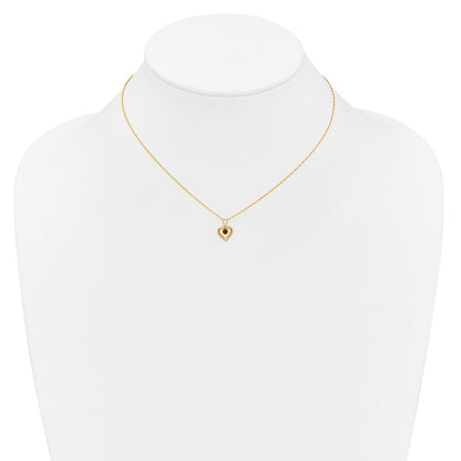 10k Madi K 3mm Round January / Garnet Heart Birthstone 15 inch Necklace