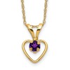 10k Madi K 3mm Round February / Amethyst Heart Birthstone 15 inch Necklace