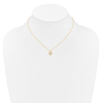 10k Madi K 3mm Round March / Aquamarine Heart Birthstone 15 inch Necklace