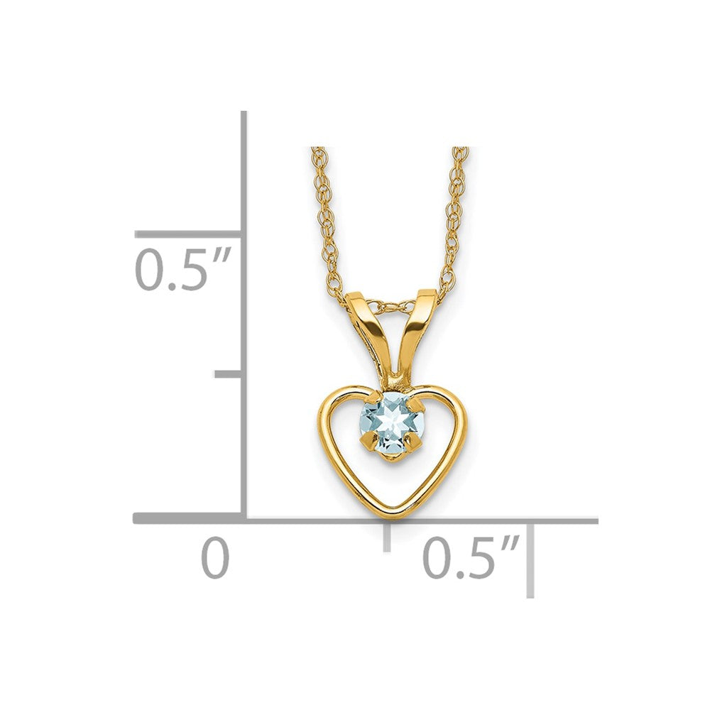 10k Madi K 3mm Aquamarine Heart Birthstone Necklace
