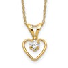 10k Madi K 3mm Round April / White Zircon Heart Birthstone 15 inch Necklace