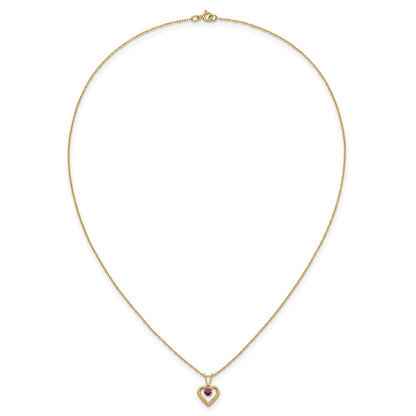 10k Madi K 3mm Round June / Rhodolite Garnet Heart Birthstone 15 inch Necklace