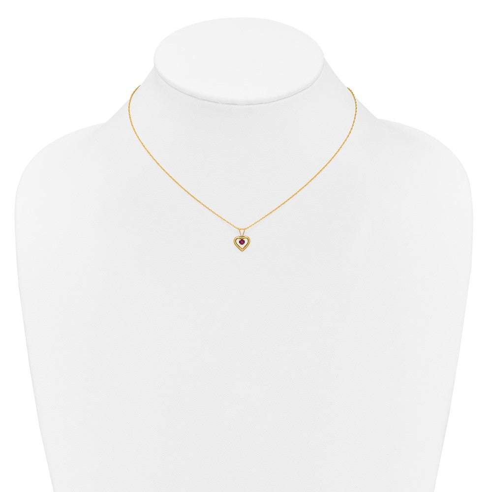 10k Madi K 3mm Ruby Heart Birthstone Necklace