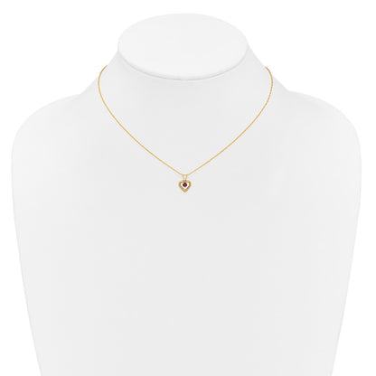 10k Madi K 3mm Round July / Ruby Heart Birthstone 15 inch Necklace