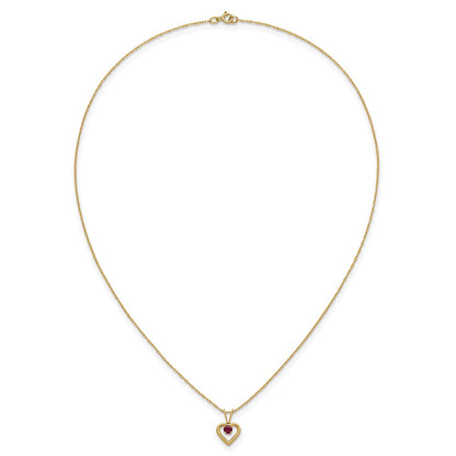 10k Madi K 3mm Round July / Ruby Heart Birthstone 15 inch Necklace