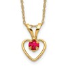 10k Madi K 3mm Round July / Ruby Heart Birthstone 15 inch Necklace