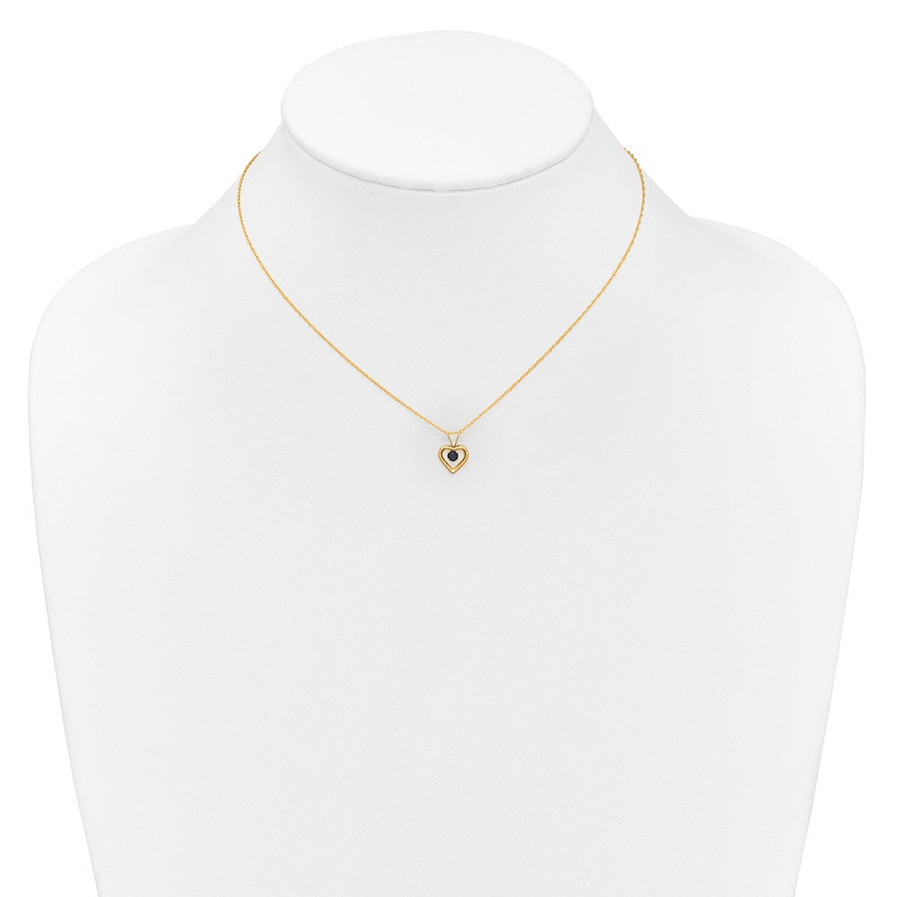 10k Madi K 3mm Round September / Sapphire Heart Birthstone 15 inch Necklace