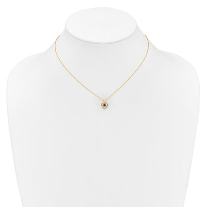 10k Madi K 3mm Round September / Sapphire Heart Birthstone 15 inch Necklace