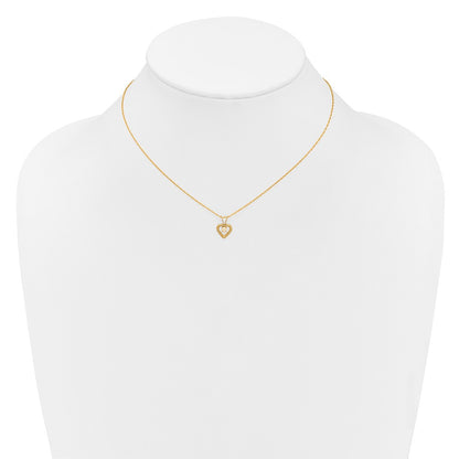 10k Madi K 3mm Round October / Opal Heart 15 inch Necklace