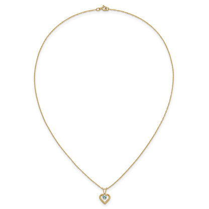 10k Madi K 3mm Round December / Blue Zircon Heart Birthstone 15 inch Necklace