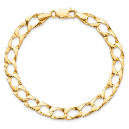 10k 7.4mm Satin and Diamond-cut Fancy Link 8 inch Bracelet