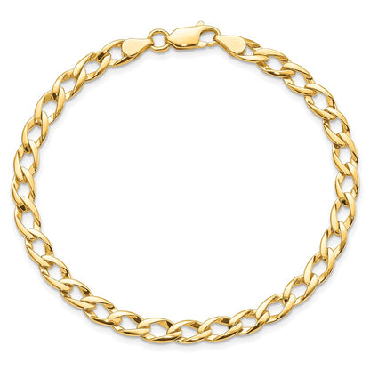 10k 5.25mm Fancy Polished and Textured Curb Link 8 inch Bracelet
