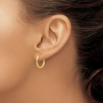 10k Polished Round Endless 2mm Hoop Earrings