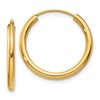 10k Polished Round Endless 2mm Hoop Earrings