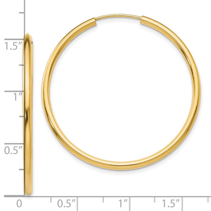 10k Polished Round Endless 2mm Hoop Earrings