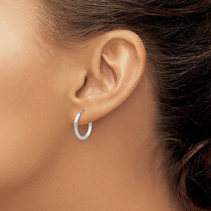 10k White Gold Polished Endless 2mm Hoop Earrings