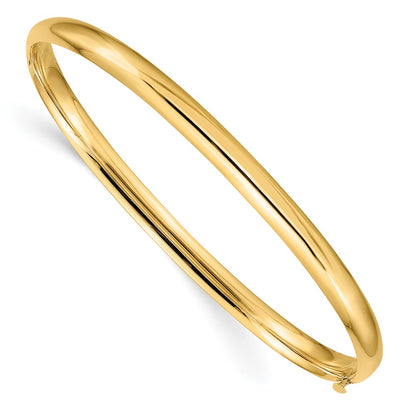 10k 3/16 High Polished 5mm Hinged Bangle Bracelet
