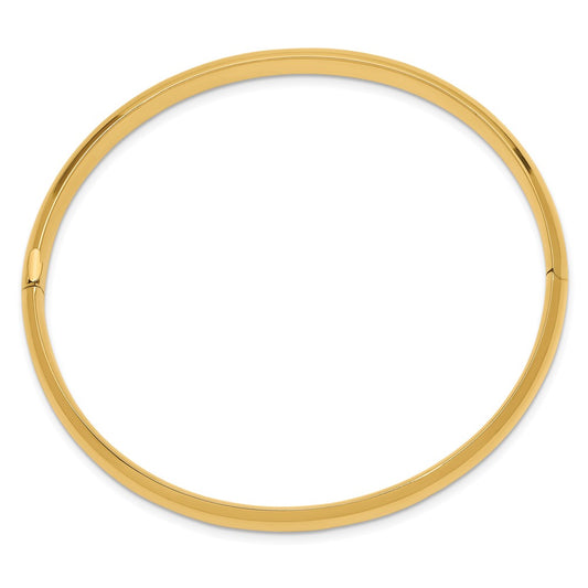 10k 4/16 Oversize High Polished 6mm Hinged Bangle Bracelet