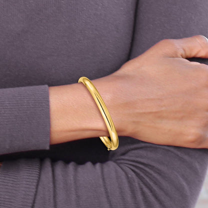 10k 4/16 High Polished 6mm Hinged Bangle Bracelet