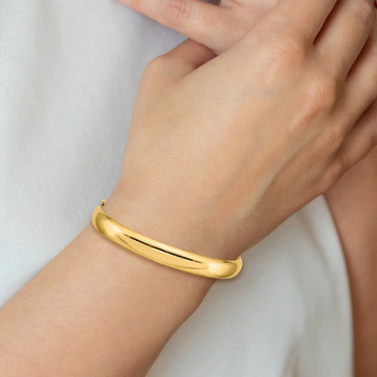 10k 5/16 Oversize High Polished 8mm Hinged Bangle Bracelet
