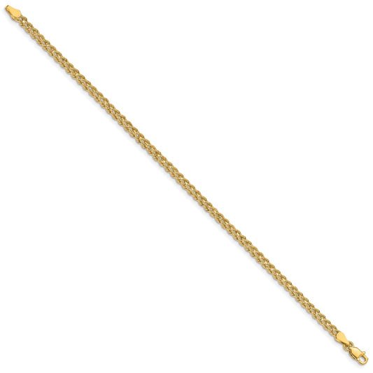 10k 3.0mm Wide Double Strand Rope 8 inch Bracelet
