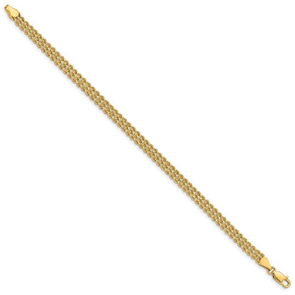 10k 4.5mm Wide Triple Strand Rope 8 inch Bracelet