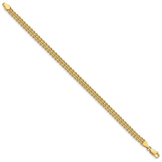 10k 4.5mm Wide Triple Strand Rope 8 inch Bracelet