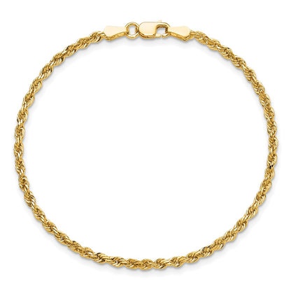 10k 2.25mm Diamond-cut Rope Chain Anklet
