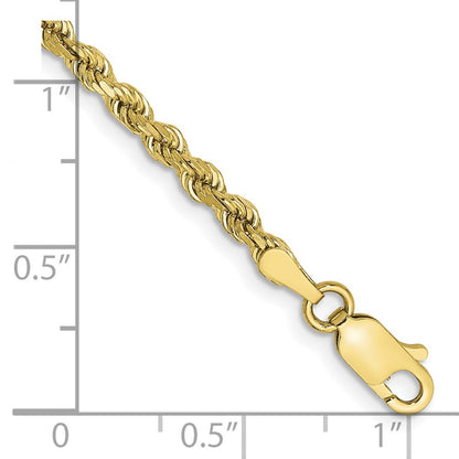 10k 2.75mm Diamond-cut Rope Chain Anklet