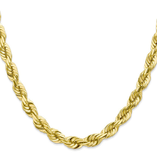 10k 7.0mm D/C Rope Fancy Lobster Clasp Chain