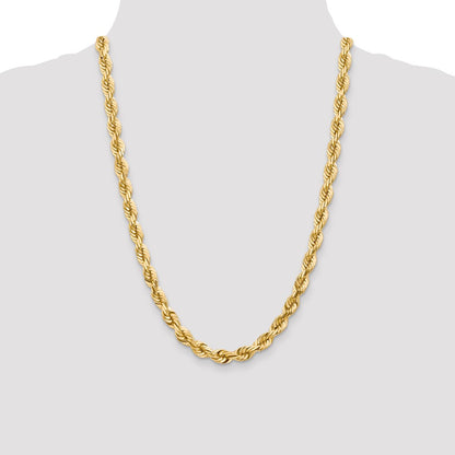 10k 7.0mm D/C Rope Fancy Lobster Clasp Chain