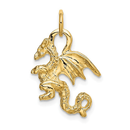 10k Solid Polished 3-D Dragon Charm