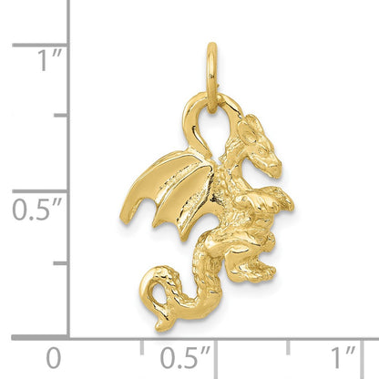 10k Solid Polished 3-D Dragon Charm