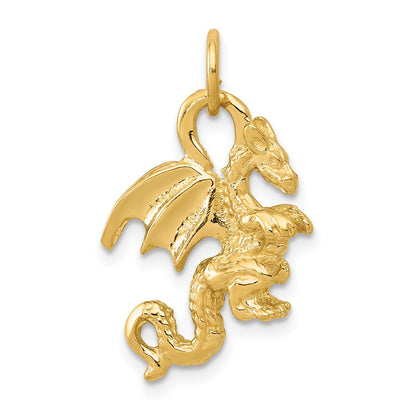 10k Solid Polished 3-D Dragon Charm
