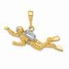 10k and White Rhodium Polished Open-Backed Scuba Diver Pendant
