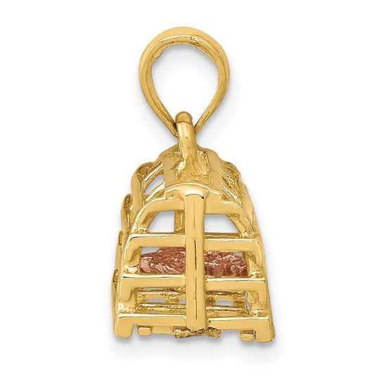 10k Two-Tone Large Polished 3-D Lobster Trap Pendant