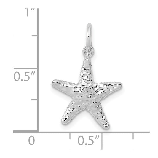 10k White Gold Polished 3-D Starfish Pendant