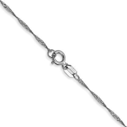 10k White Gold 1mm Carded Singapore Chain