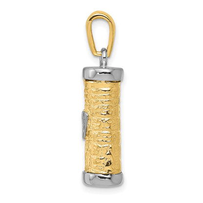 10k Two-tone 3-D Mezuzah Pendant