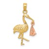 10k Two-tone Stork with Dangling Baby Charm