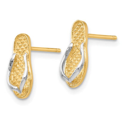 10K and White Rhodium Flip Flop Post Earrings