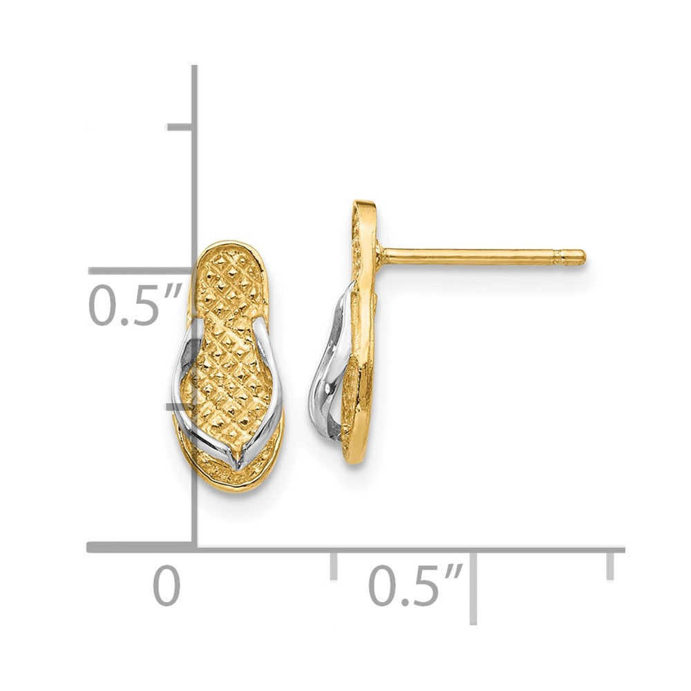 10K and White Rhodium Flip Flop Post Earrings