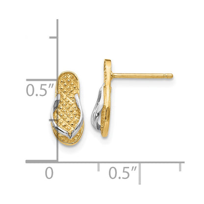 10K and White Rhodium Flip Flop Post Earrings