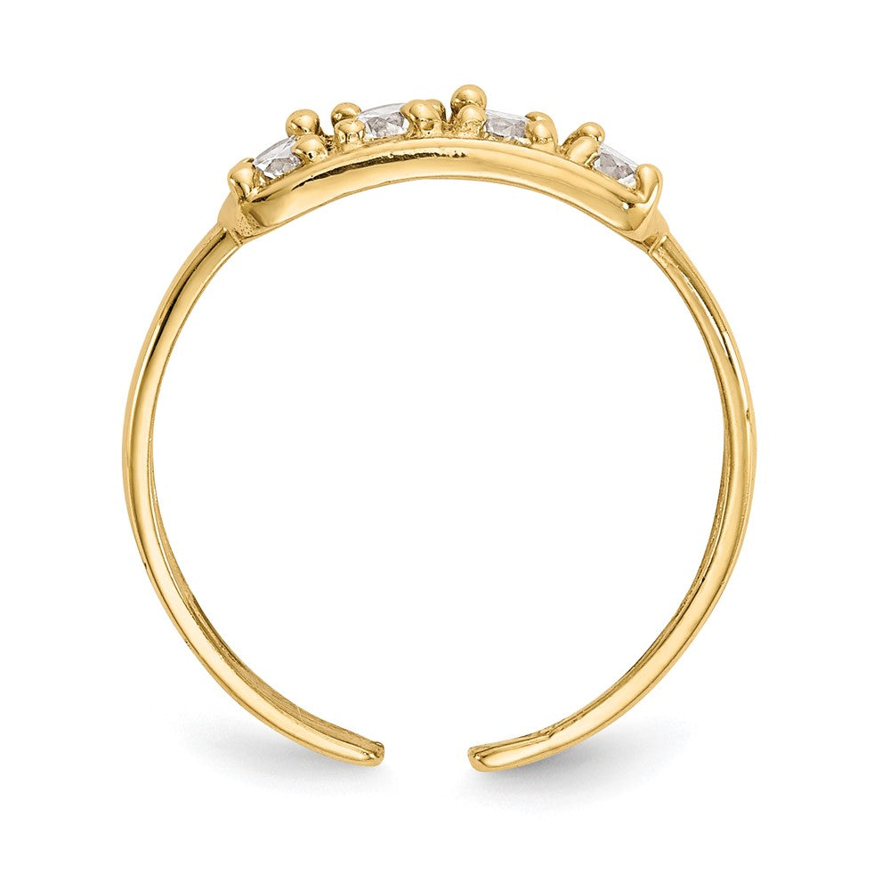 10K 4-Stone Clear CZ Toe Ring