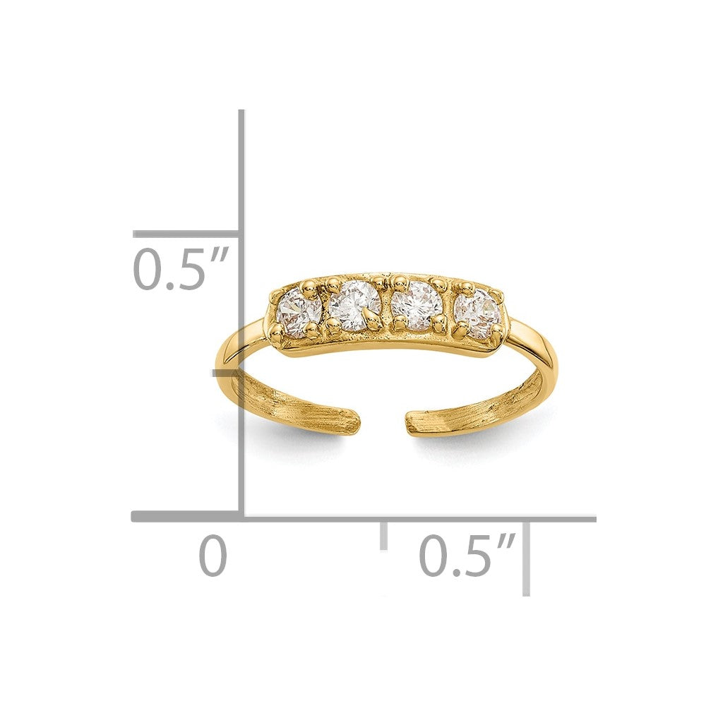 10K 4-Stone Clear CZ Toe Ring