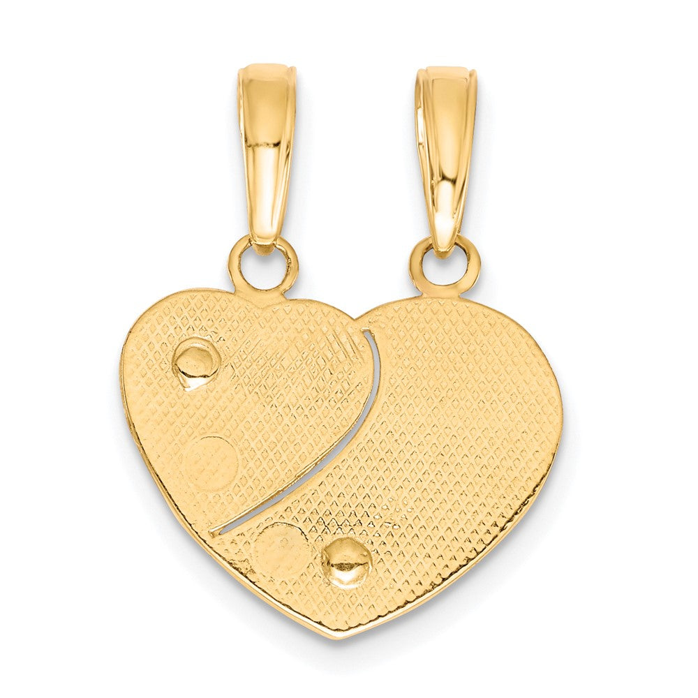 10K Two-tone MOMMY and ME 2-Piece Break-Apart Heart Charm